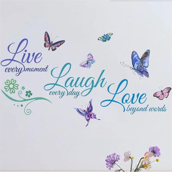 1PCS Removable Colorful English LIVE LAUGH LOVE Butterfly Wall Sticker For Bedroom Self Adhesive Home Decoration 3060CM 251112BJ