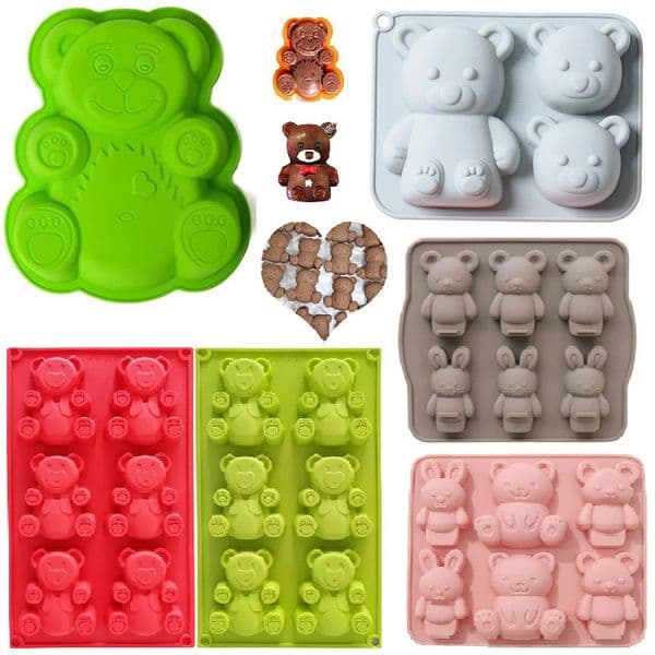 Multi Style Bear Rabbit Silicone Baking Mold Animal Cake Candy Jelly Chocolate Making Set Bunny Soap Candle Mould Ice Tray Gifts 251113