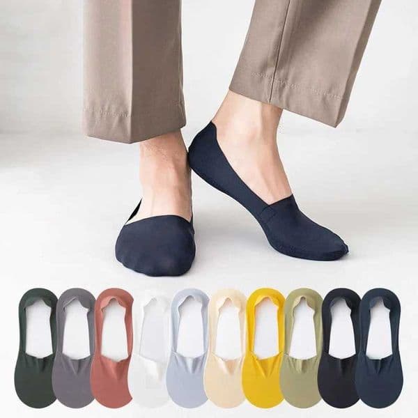 Mens summer shallow invisible socks 3 pairs seamless silk breathable cotton bottom socks silicone anti slip mens solid color socks W250414