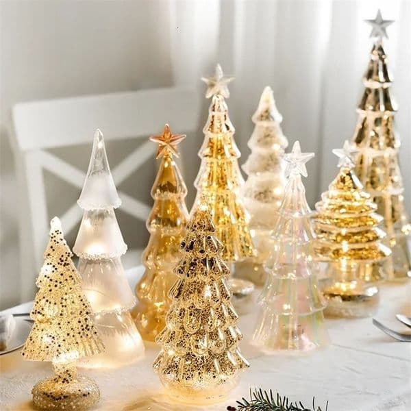 Glowing Glass Christmas Tree Ornaments Home Luminous Desktop Decoration Led Night Light Party Xmas Decorations Festival Kid Gift 251020ww