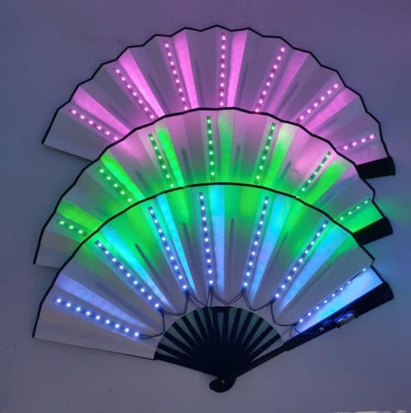 Luminous Folding Rave Fan Led Play Colorful Hand Held Abanico LED Fans For Dance Neon DJ Night Club Party ni397