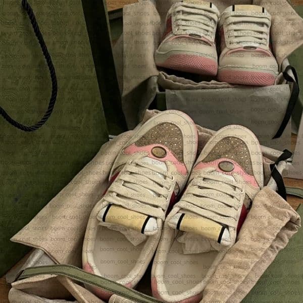 Designer Canvas Sneakers Classic Pink Crystal Embroidery Shoe White Black Sneaker Flat Womens Men Leather Tennis Shoes Couple Runner Trainers Size35-45