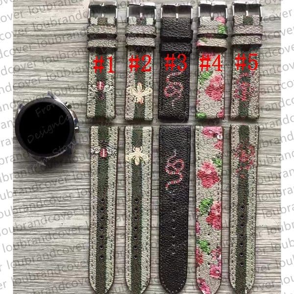 20mm 22mm Leather Strap for Samsung Galaxy Watch 7/6/5/4 40 44mm Gear Band Vintage Bracelet for Xiaomi Redmi Watch 3 Lite/Active Smart Straps Bands Flower insect printing
