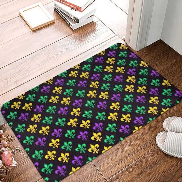 Mardi Gras Fleur De Lis Flower Doormat Mat Anti-Slip Bathroom Kitchen Living Room Rug Carpet 4060cm C251114