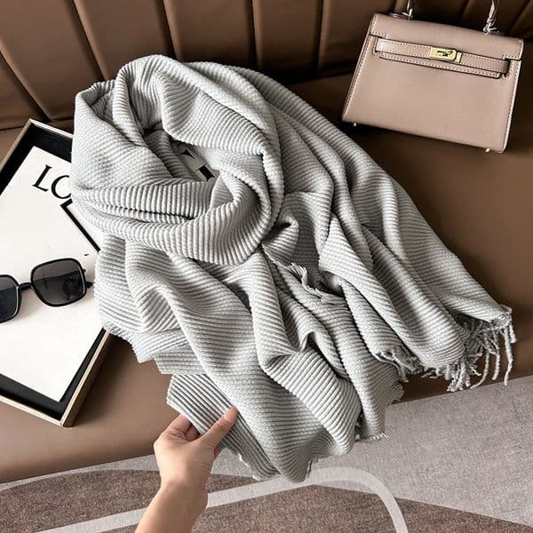 11084 winter new Maillard high-grade Korean style Scarf women wrinkled solid color imitation cashmere casual shawl