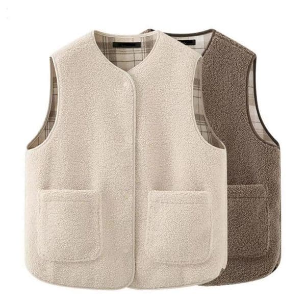 High Quality DoubleSided Lamb Wool Waistcoat Winter Plush Sleeveless Vest Warm Jacket Korean Style Coat For Women Chaleco Lana 251113