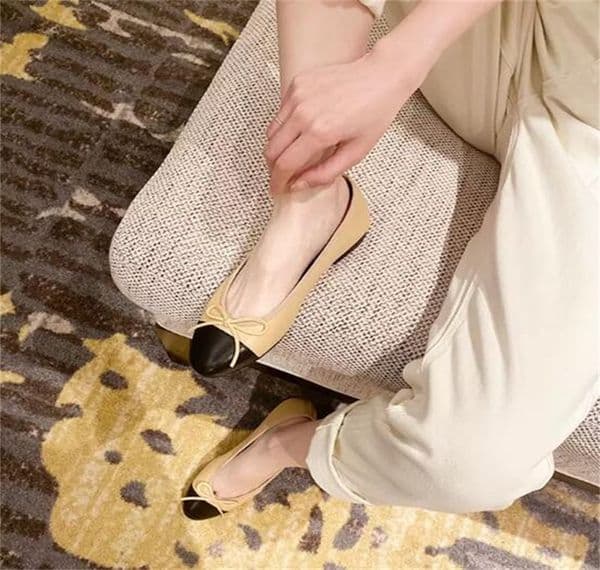 Designer Paris Brand Bow Ballet Flats Luxury Round Toe Ladies Dress Shoes Women Quilted Leather Slip on Genuine Ballerina Loafers Slingback Flat Boat Shoe Hot