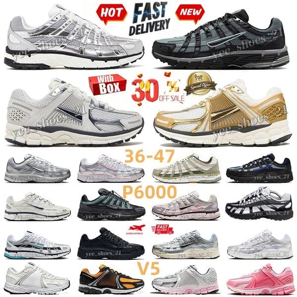 P6000 trainers P 6000 V5 With Box Designer Casual Shoes Shadow Grey Light Army Cargo Khaki Flat Pewter Anthracite Smoke Grey Metallic Silver man Women Trainers 36-47