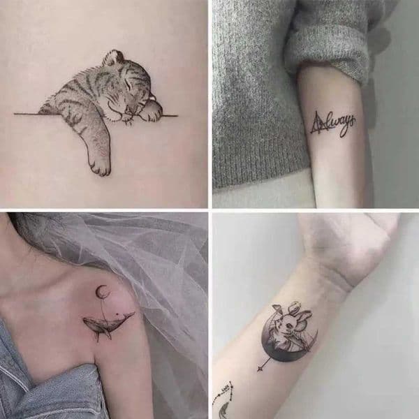 Simulated Whale Moon Student Male Female Temporary Tattoo Sticker CoupleXJ25414