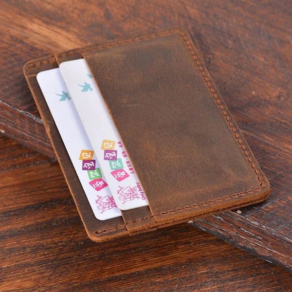 Classic Vintage Crazy Horse Leather Card Holder Genuine Leather Business Wallet for Men Perfect for Credit Cards and IDs 251113