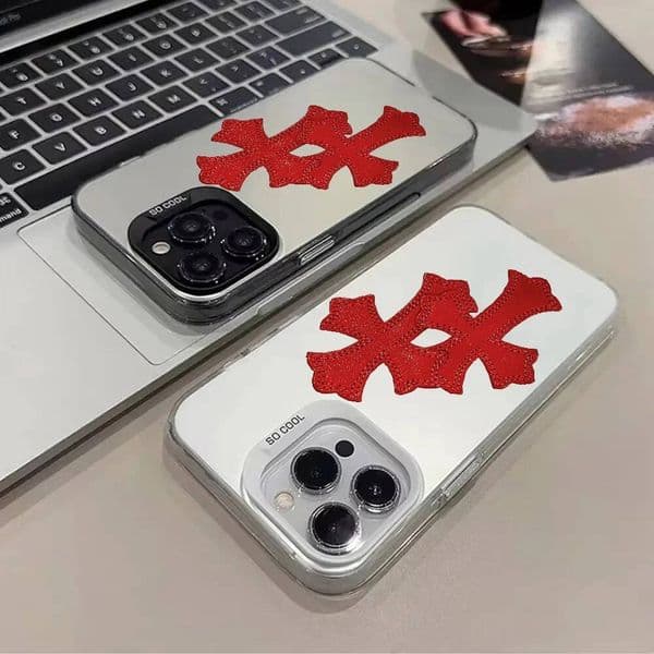 Cool Cross Fashion Luxury Phone Case IMD Color Silver Shell For IPhone 16 15 14 13 12 11 Pro Max Plus
