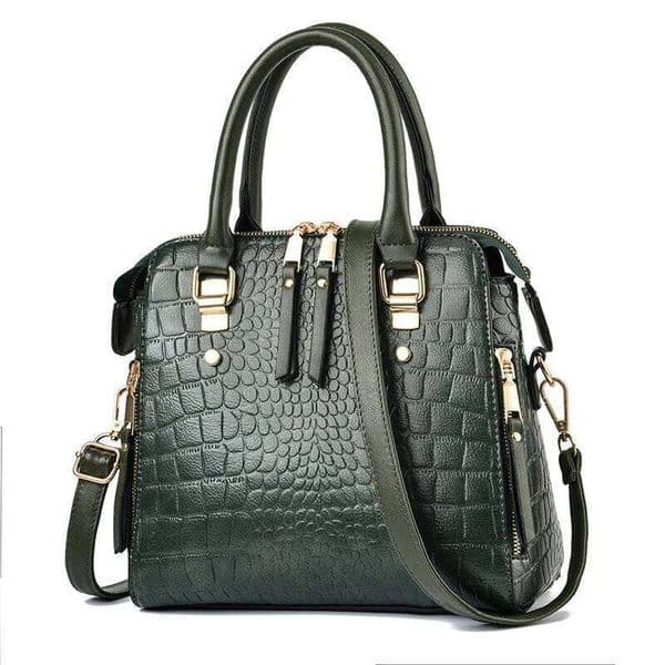 Vintage Crocodile Handbag Female PU Leather Shoulder Crossbody Middle-Aged Top-Handle Bag Lady Shopping Tote Purse