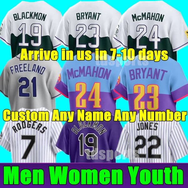 S-4XL 2024 Custom Charlie Blackmon Kris Bryant Baseball Jerseys Wilson Randal Joe Todd Larry Walker Iglesias Ryan McMahon C. J. Cron Men Women Youth kids