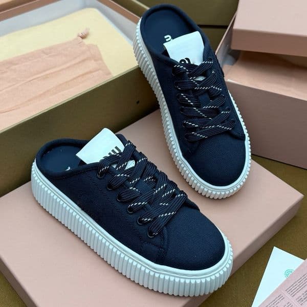 Denim sneaker mules 5E390E Removable leather-covered insole Ladies casual sandals flat slippers strappy sandals