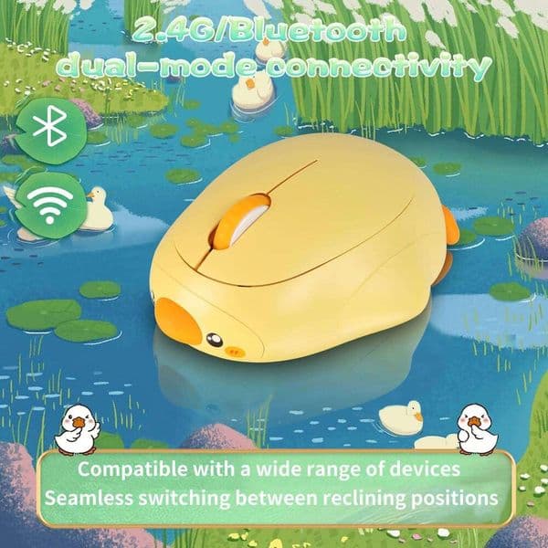 Cute Duck/Penguin Bluetooth 2.4G+Bluetooth Dual Mode Mute Rechargeable Wireless Mouse Gaming Mice For PC Laptops