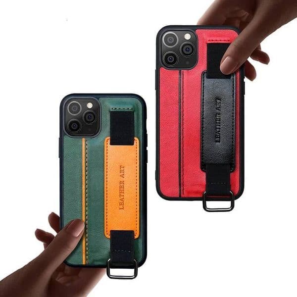 Case for iPhone 16 15 14 13 12 Mini 11 Pro Max XS XR 8 7 Plus PU Leather Bracket Wristband Card Holder Full Cover Lanyard Shell