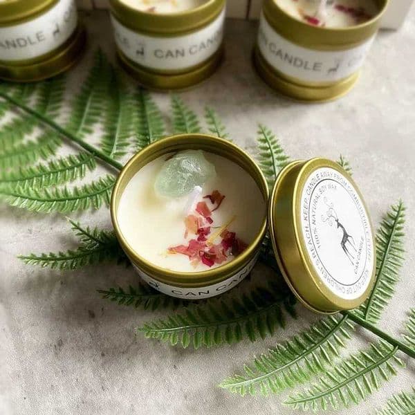 Scented Candle Crystal Stone Dry Flower Silver Tin Candle Hotel Wedding Ceremony Candle H251114Z260530