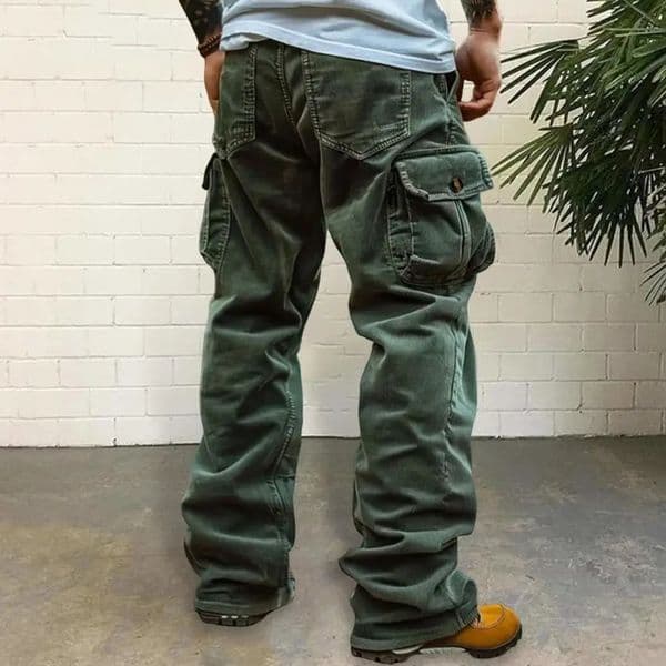 Cargo Pants for Men Retro Style Mens Corduroy Cargo Pants with Multiple Pockets Mid-rise Solid Color Trousers for Wear Long 251112 Z260509