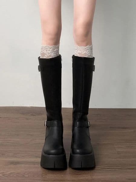 Retro Long Boots Womens Spring Small Size Fat MM Slim Heightening Knight Boots Faionable Water 251113