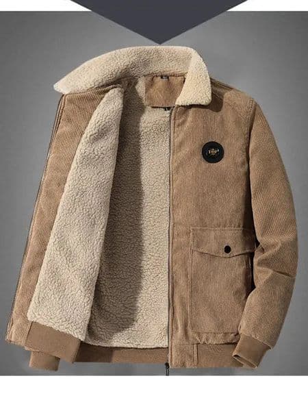Mens Cotton-Padded Clothing Trend Fashion Corduroy Thickened Business Leisure Warm And Cold Solid Color Line Coat 251110