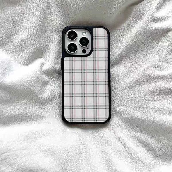 ins Retro pink checkered pattern black Edge Epoxy Phone Case TPU Anti-drop Phone Case For iPhone XR/11/12/13/14/15/16/17 Pro MaxM251114