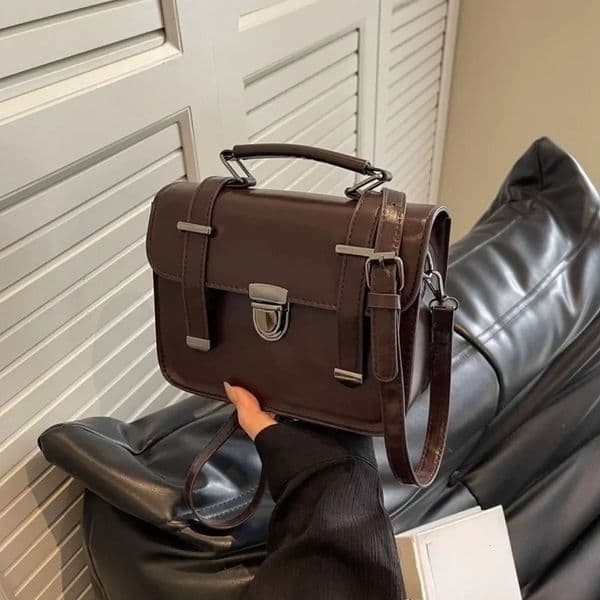 Girls Hundred Retro Small Square Bag Female Students Simple Crossbody College Style Shoulder Handbag Metal Lock Buckle Decoratio 251103
