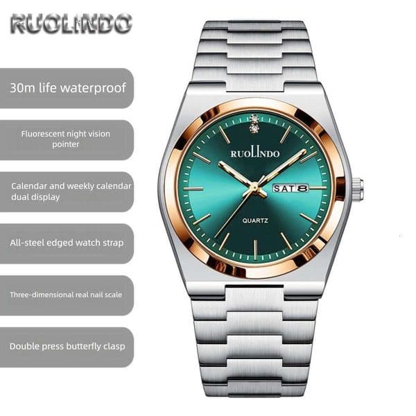 New Foreign Trade Men Wholesale Dual Calendar Luminous Quartz Stainless Steel Men's Watch