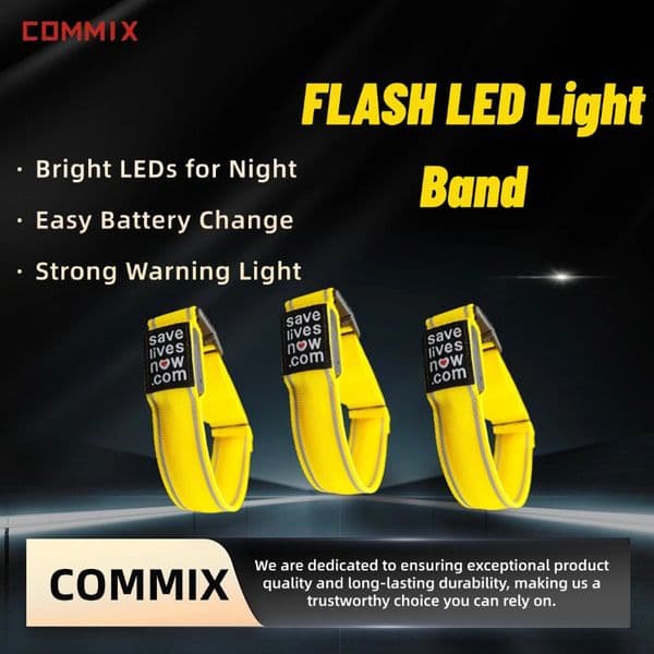 COMMIX--"Sunrise Yellow 3-Pack" high-visibility LED strips, strong warning light & reflective. For construction sites/night work/traffic safety warning.