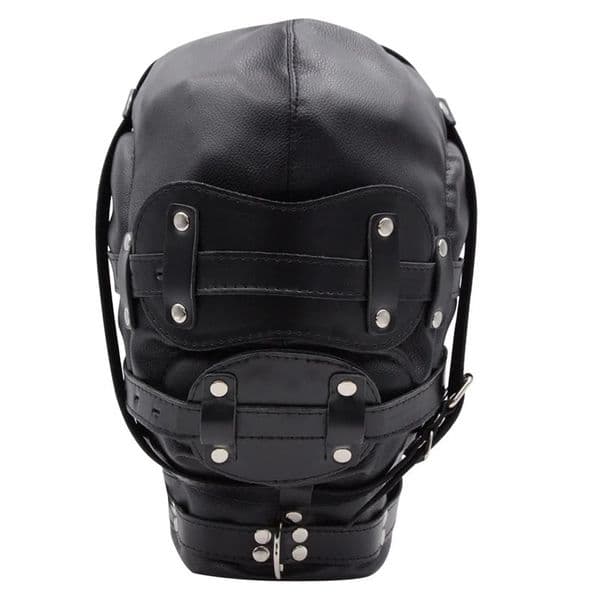 Black Sexy PU Leather Bondage Hood Metal Buckle Punk Eye Masks for Adults Fetish Cosplay Costumes Party Games Full Covered Masks 250410