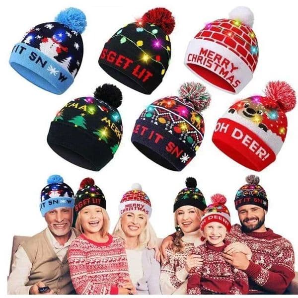Creative Flashing Led Light Christmas Hat Snowman Winter Warm Color Knitted Cap Christmas Gift For New Year Xmas Party Decor H251115