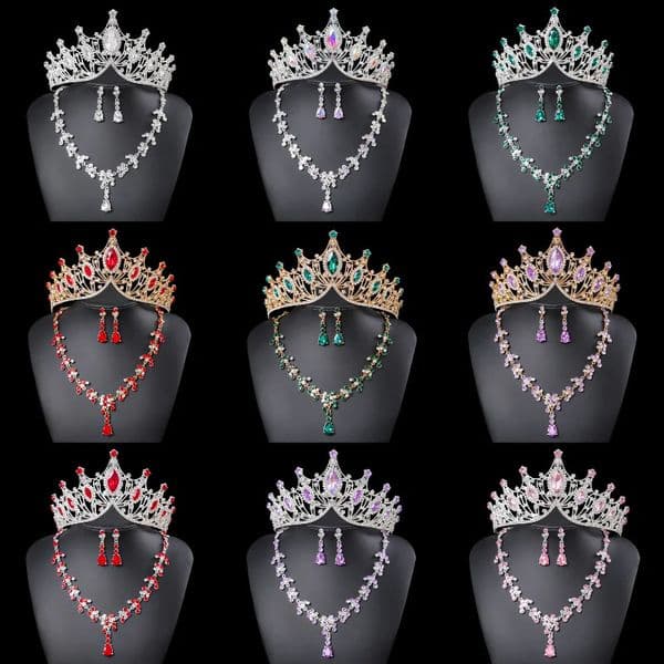Crystal Tiaras And Crowns Rhinestone Diadem Set For Women Prom Bridal Wedding Hair Accessories Jewelry Crown Set Tiara 251107