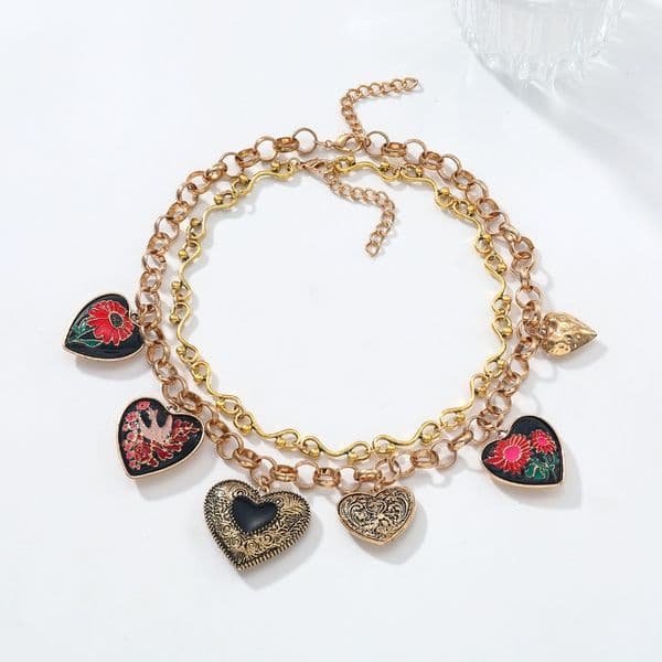 Autumn Flower Flying Bird Love Pendant With Multiple Layered Necklace Exaggerated European American Collarbone Chain Bohemian Style Exquisite Gifts