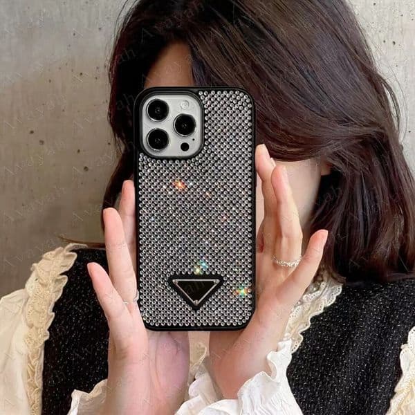 Luxury Tri-angle Cell Phone Cases for iPhone 17 Air 16 15 14 14pro 13 Pro Max 13pro Clear Glitter Rhine Stone Designer Case iPhone17 17promax 16pro Bling Z260520