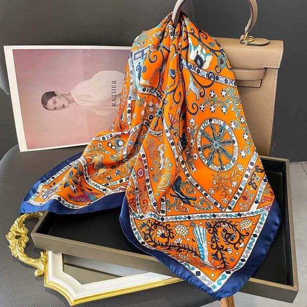 New 7070cm Silk Satin Hair Scarf Women Handkerchief Printed Female Square Silk Scarf Bandana Small Neck Muffler Hijab Lady Girl Z251114