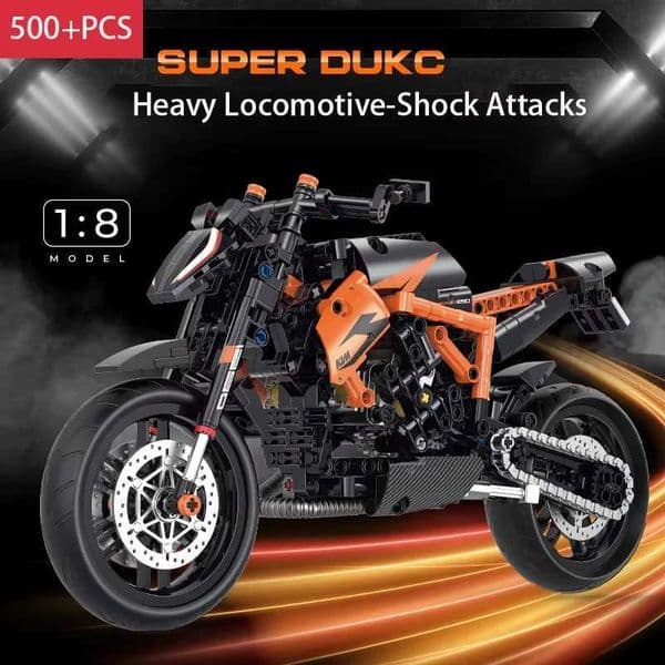 New 500+PCS 1 8 heavy-duty motorcycle series motorcycle assembly small particle building block toy model childrens gift M250415