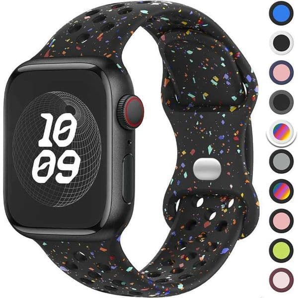 Original Sport Strap for Apple Watch Band Ultra 2 49mm 45mm 44mm 42mm 38mm Colored Particles Rubber Band for IWatch 9 8 7 6 5 SE W251114