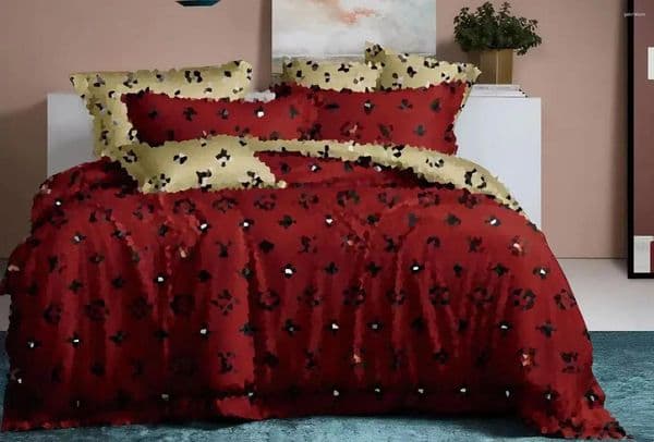 Comforters Designer Classic Letter Brown Wer Printed Duvet Pillow Cover 4 Pcs Set Pure Cotton Comfortable Bedding Decoration 1.8m 2m