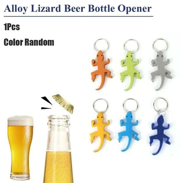 Creative Multifunction Alloy Lizard Shape Beer Keychains Bottle Opener Keys Ring Openers Corkscrew 250414