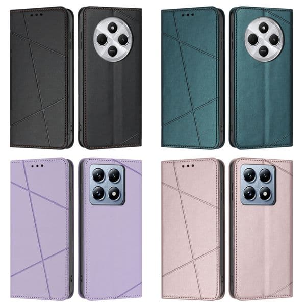 Line Suck Leather Wallet Cases For Xiaomi 15 14T Redmi 15C Note 14 Pro 13X 14C 10C 9 9A 9C Magnetic Closure Credit ID Card Slot Holder Flip Cover Vertical PU