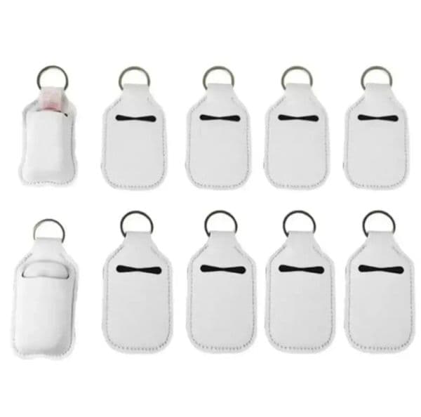 Sublimation Blanks Refillable Neoprene Hand Sanitizer Holder Cover Chapstick Holders With Keychain For 30ML Flip Cap Containers ZZ