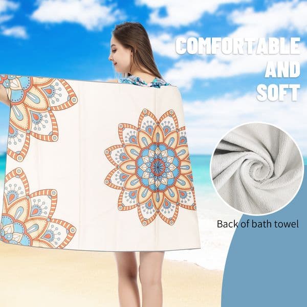MUTAO FanLian Printed Premium Microfiber Swimming Towel Bath Towel, Quick-Wick Snap-Dry,Soft, Easy-Clean Portable for Daily Use, Yoga Practice, Camping, Swimming