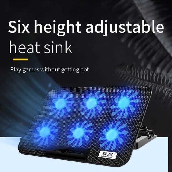 Cooling Base Laptop Cooling Pad Gaming Laptop Stand Cooler Six Fans Two USB Port 2400RPM Adjustable Notebook Stand For LaptopM251115