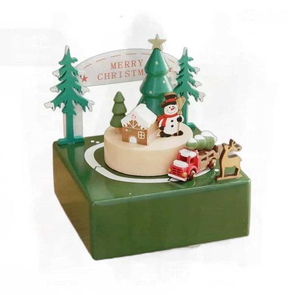 Creative Wooden Music Box Handmade Solid Beech Wood Gift Green Tree Bunny Sky City Theme for Childrens Birthday Modern Y251115