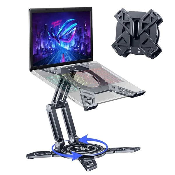 Oatsbasf Foldable Laptop Stand 360Rotatable Portable Laptop Holder Stable Height Adjustable for Universal 12-18 Laptop TabletsM251115