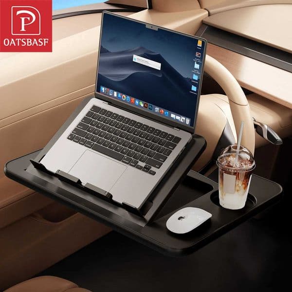 Oatsbasf Portable Car Laptop Computer Desk Stand Mount Car Steering Wheel Desk Foldable Adjustable Tray Board Table for WorkingM251115