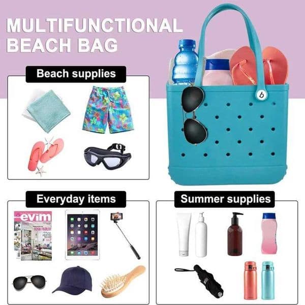 Sturdy stylish durable waterproof beach bag fashionable rubber handbag beach boat swimming sports shopping portable W250415
