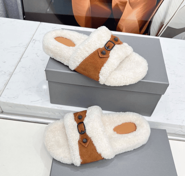 Luxury Fur Slippers Designer Casual Slide Womens Ladies Winter Warm Wool Sandals Fashion Female Comfort Home Sandalen Slipper Indoor Flat Platform House Z260521