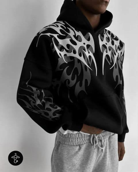 Street Fashion Retro Striped Fashion Loose Hoodie Men American High Street Fashion Clothing Casual Sweatshirts Women 251113