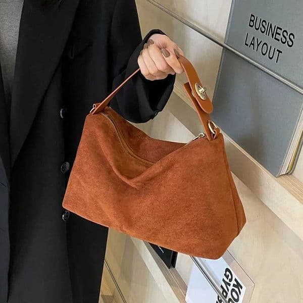 Womens Suede Crossbody Bag with Inner Pocket Adjustable Strap Shoulder Bag Satchel Clutch Purse for Work And Travel W251114