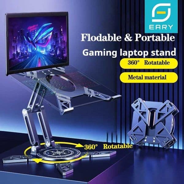 Eary Laptop Stand For Desk Metal Computer Riser Foldable 360 Rotate Adjustable Tablet Notebook Holder Compatible with 12-18InchM251115